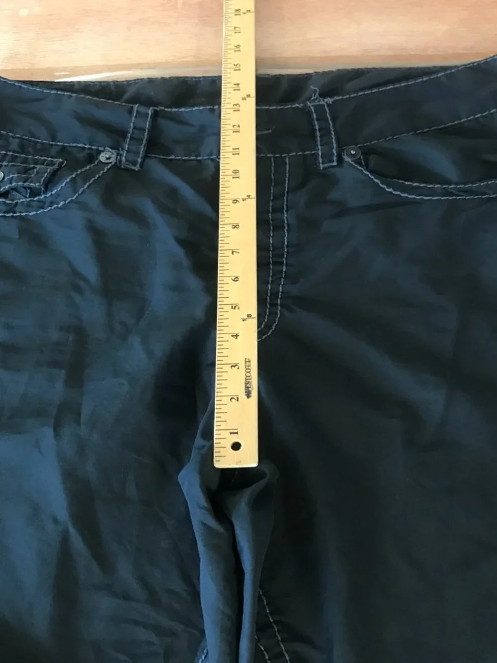 True Religion World Tour Surf Board Shorts Men 40 Black Button Fly Flip Pocket